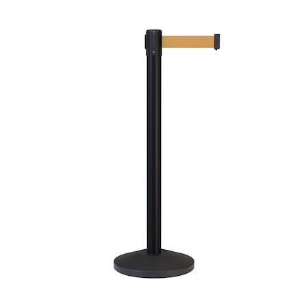 Montour Line Stanchion Belt Barrier Black Post 7.5ftBrown Belt ES400-BKPO-BN-ML-75